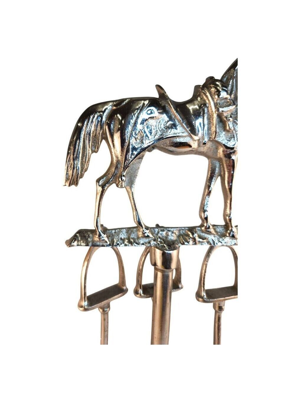 Vintage Chrome Horse Fireplace Tool Set Western Equestrian Decor - Picture 7 of 16